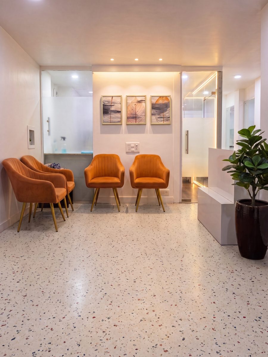 Reception and waiting area at SouthEx Dental, South Extension, New Delhi